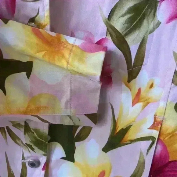 Caribbean Joe Women's Pink Floral Jacket Size L Casual Long Sleeve - Picture 6 of 9